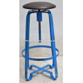 Tabouret de bar rétro industriel Siège en cuir Bleu Disstress Couleur